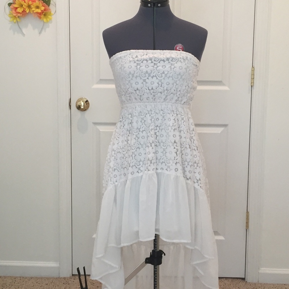 White Lacey high low dress